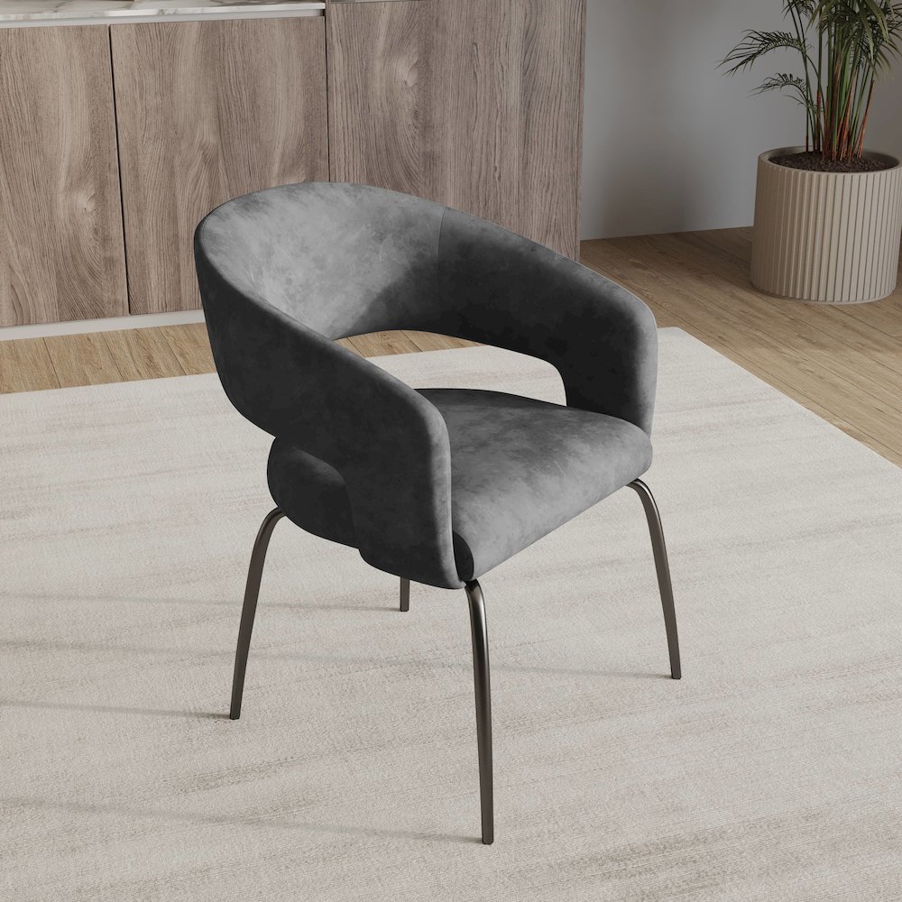 Gavin Series Modern Chair Black Frame in Charcoal Set of 4. Picture 11