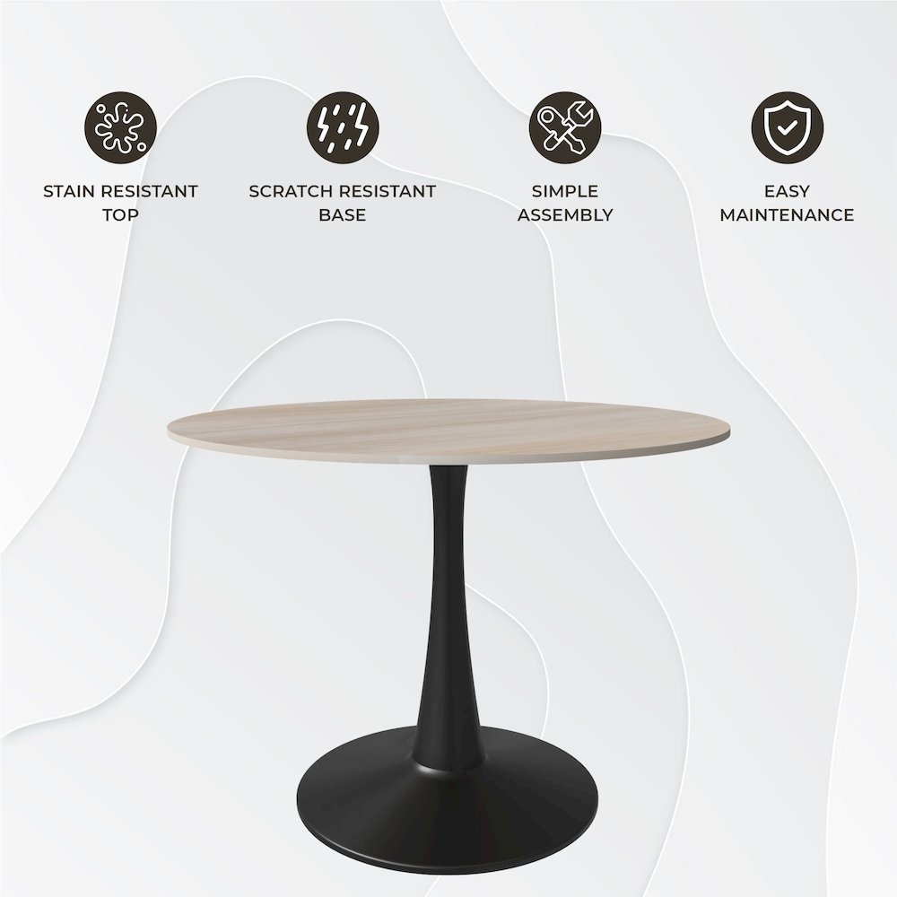 Bristol 40" round dining table Black base with marbled MDF top. Picture 21