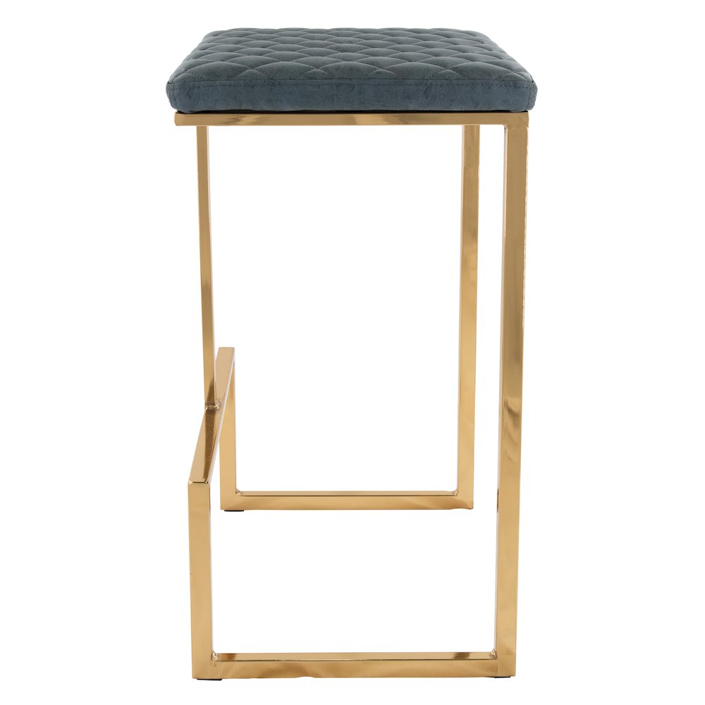 Quincy Quilted Stitched Leather Bar Stools With Gold Metal Frame. Picture 4
