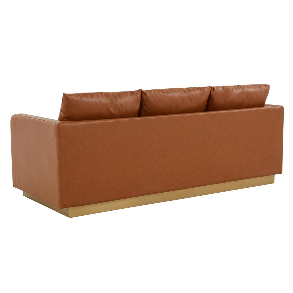 Nervo Modern Mid-Century Upholstered Leather Sofa with Gold Frame. Picture 3