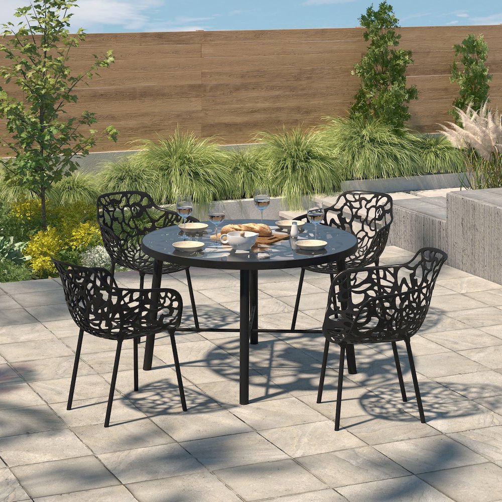 Modern Devon Aluminum Armchair, Set of 4. Picture 1