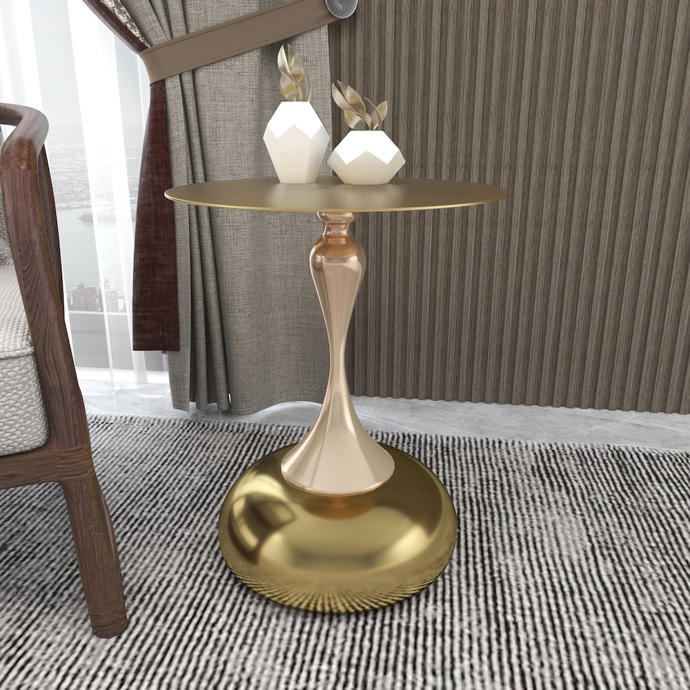 Savoy Collection Modern End Table In Gold. Picture 2