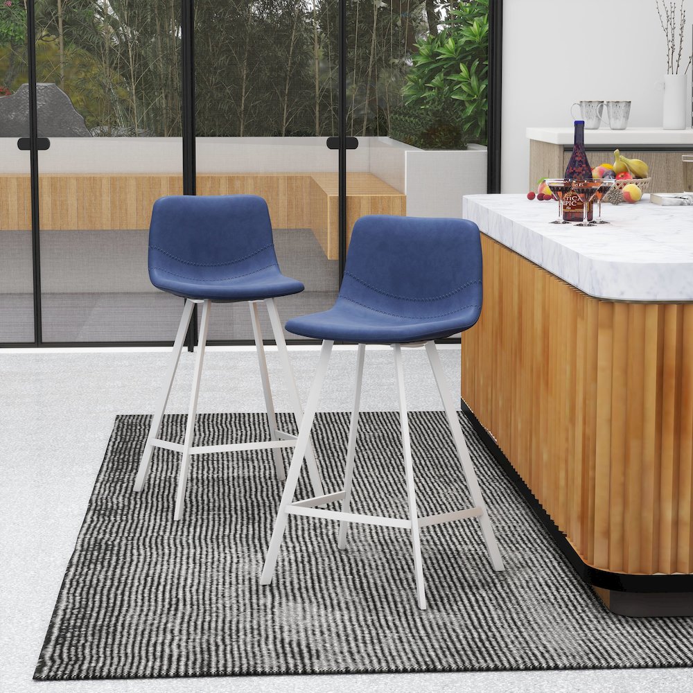 Elland - Counter stool - Peacock Blue - White Base. Picture 8