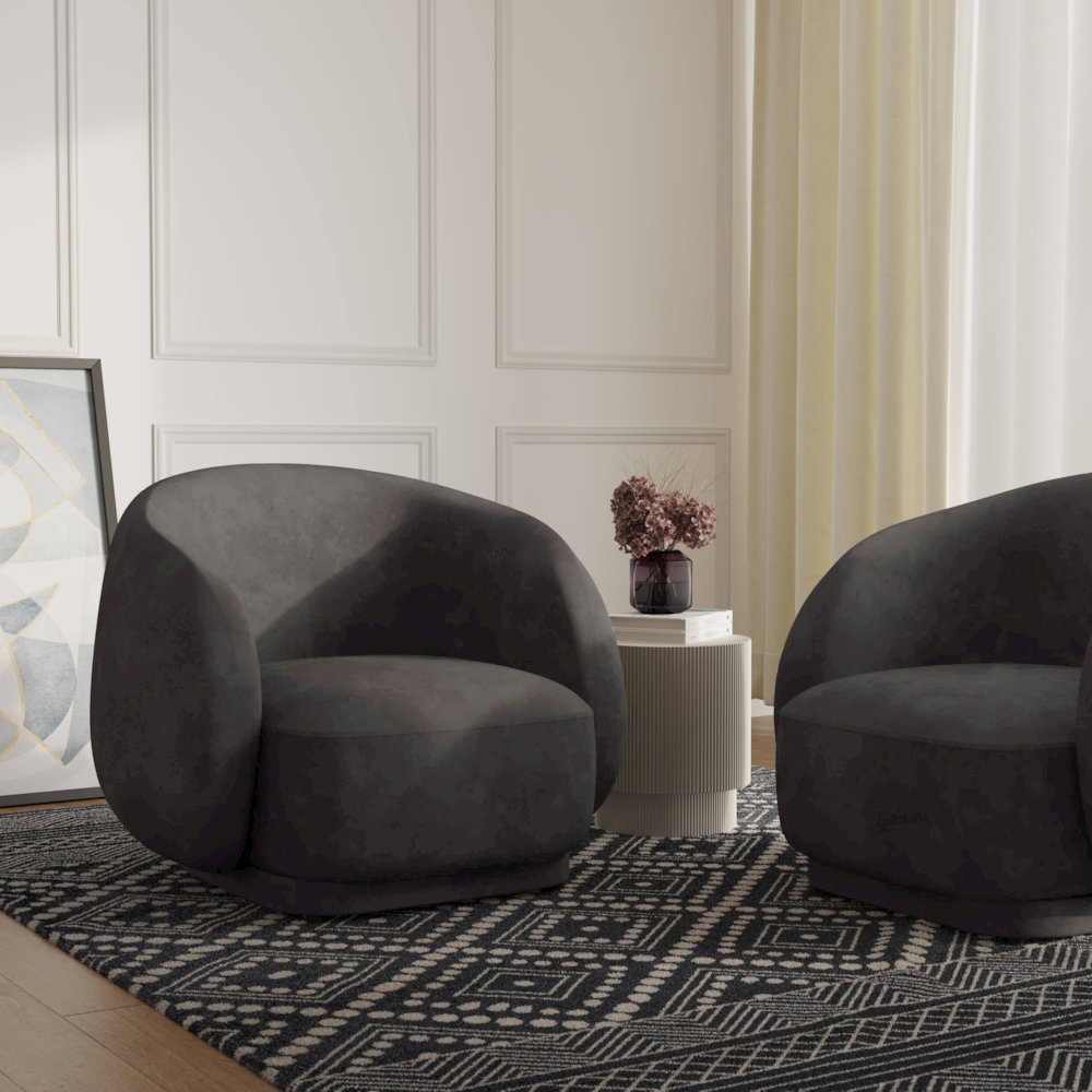 Faze Collection Modern Single Seater Sofa in Light Grey Velvet. Picture 5