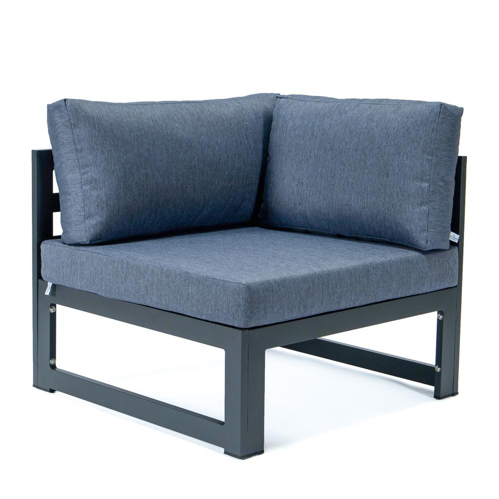LeisureMod Chelsea 4-Piece Sectional Loveseat Set with Cushions, Blue. Picture 3