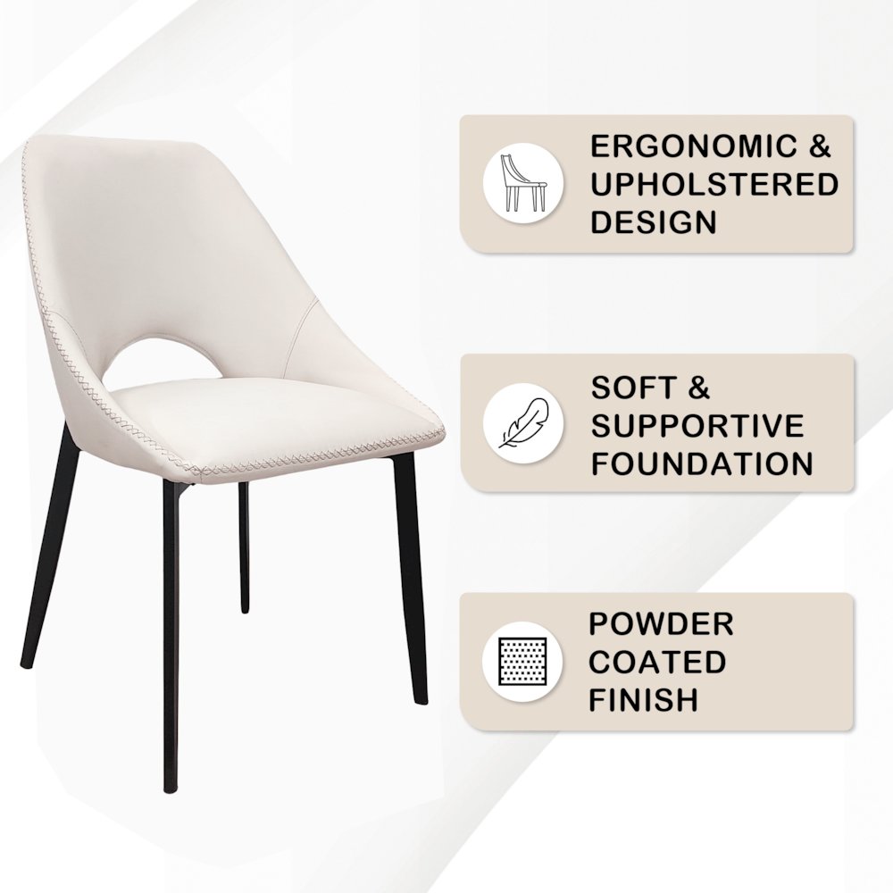Amalfi Collection Modern Fabric Dining Chair in Coconut White. Picture 15