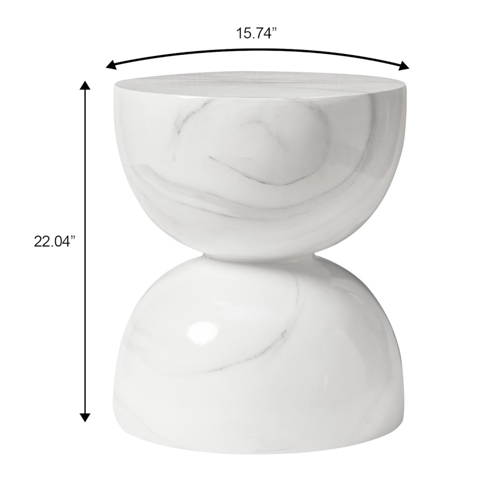 Sage Collection Fiberglass Outdoor Side Table in Marbled White. Picture 15
