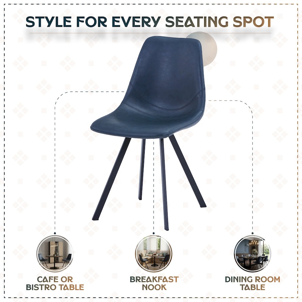 Markley Modern Leather Dining Chair With Metal Legs. Picture 10