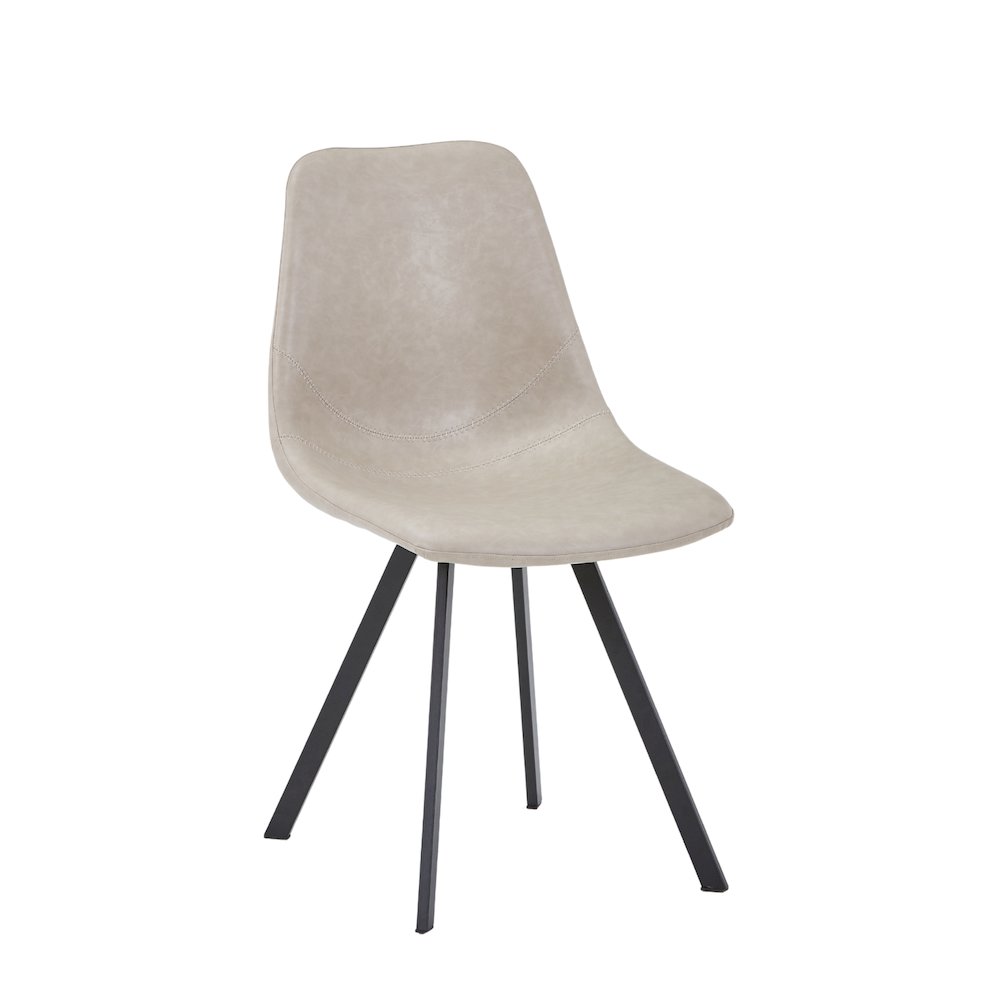 Markley Modern Leather Dining Chair With Metal Legs, Light Grey. Picture 7