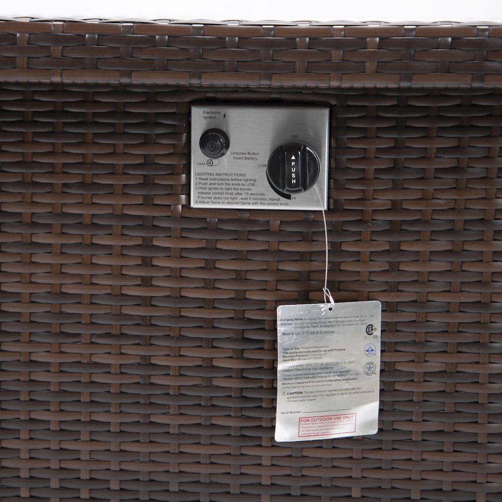Mace Wicker Patio Modern Propane Fire Pit Table. Picture 19
