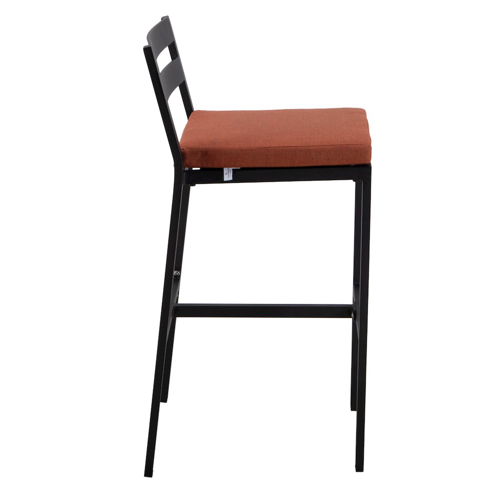 Chelsea Collection Modern Aluminum Outdoor Chair in black with Orange Cushions. Picture 16