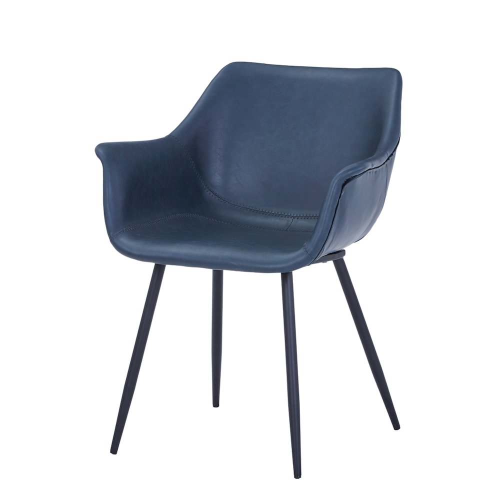 Markley Modern Leather Dining Arm Chair With Metal Legs. Picture 5