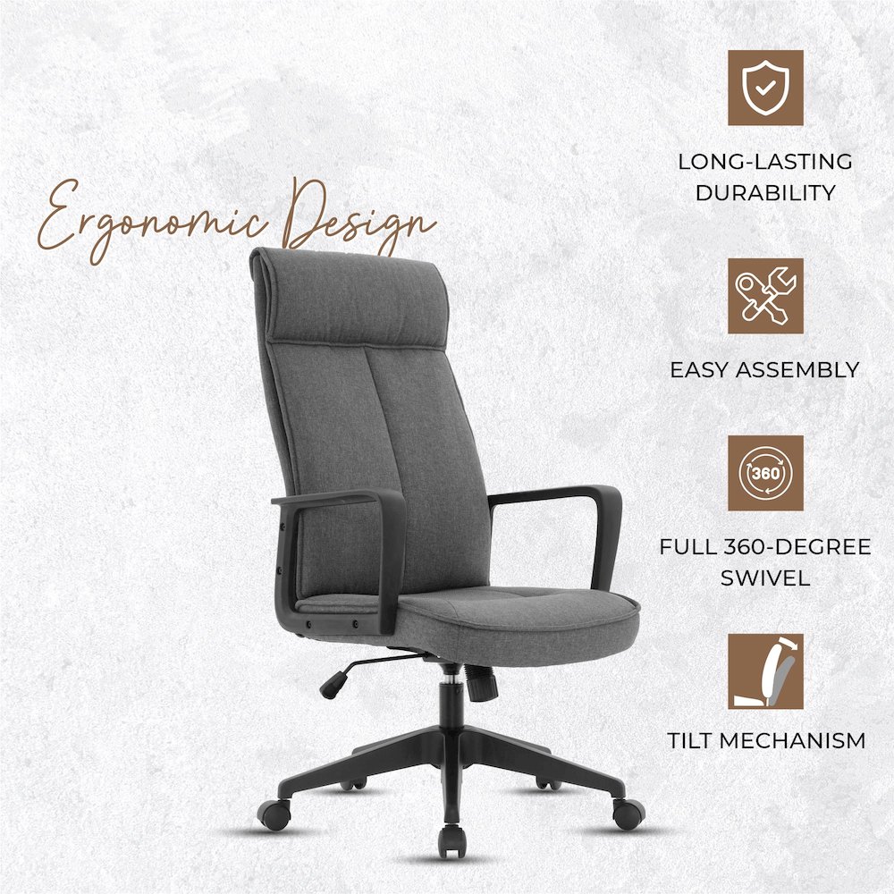 Aiaria Collection Modern Office Chair In Charcoal Fabric. Picture 4