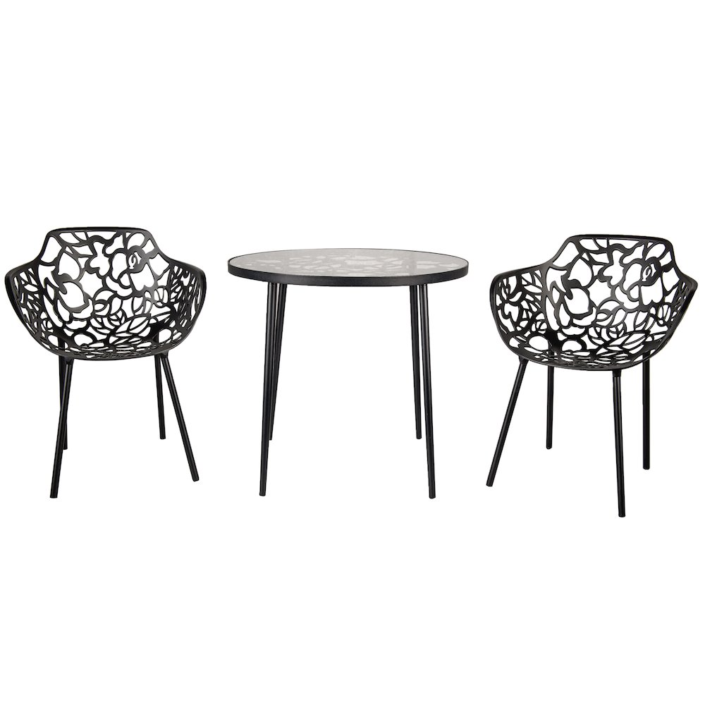 Devon Tree Design Glass Top Aluminum Base Indoor Outdoor Bistro Dining Table. Picture 3