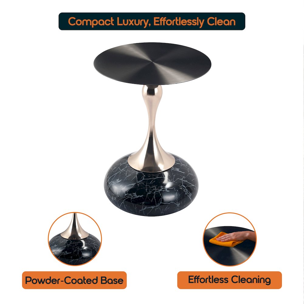 Savoy Collection Modern End Table In Stone Black. Picture 9