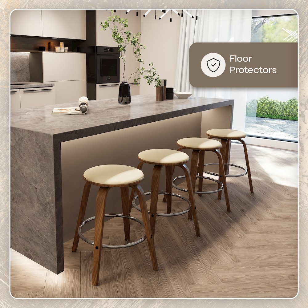 Wooden Counter Stool Pelya Collection Modern Style Walnut color in Cream. Picture 2