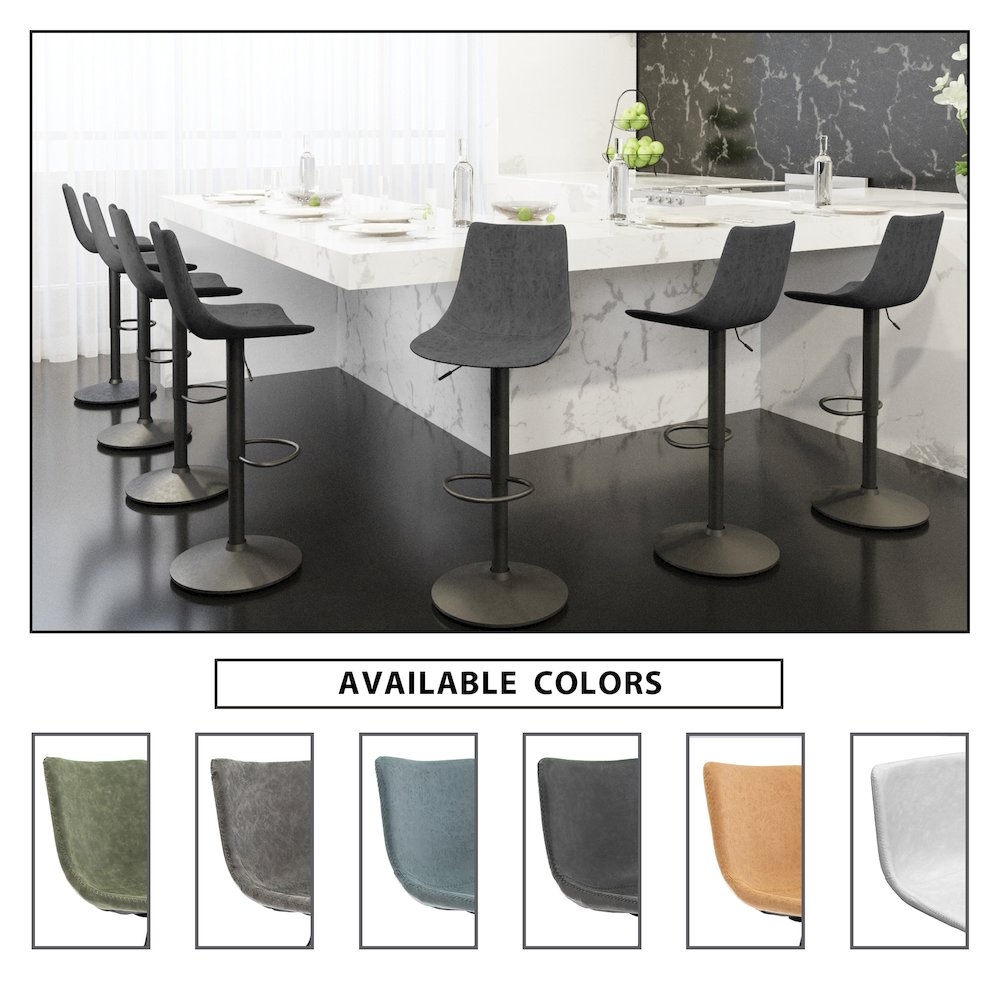 Tilbury Modern Adjustable Bar Stool in Charcoal Black. Picture 18