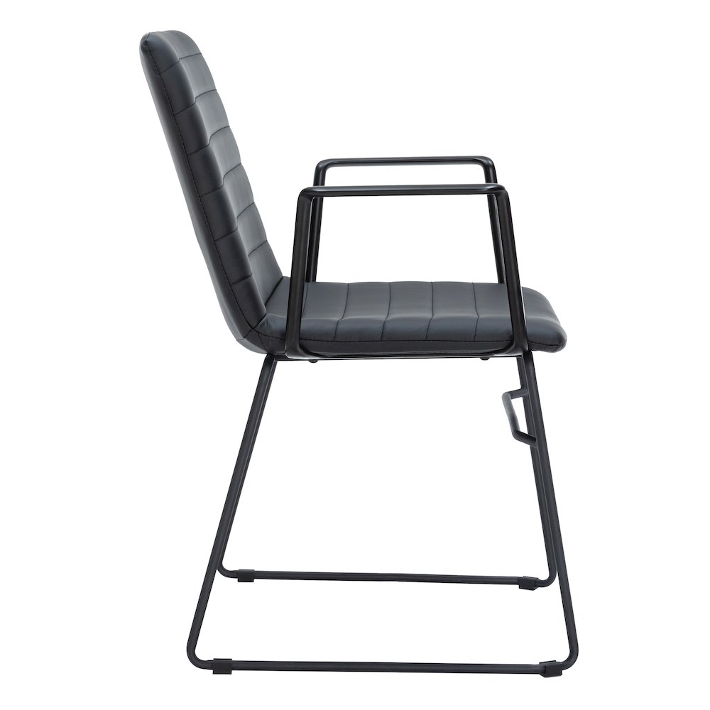Zylar Series Office Guest Arm Chair in Black Leather. Picture 18