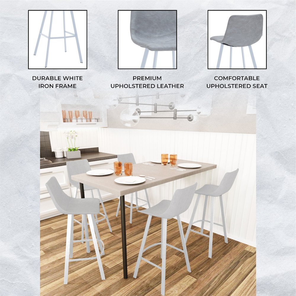 Elland - Bar stool -Light Grey- White Base Set of 2. Picture 10
