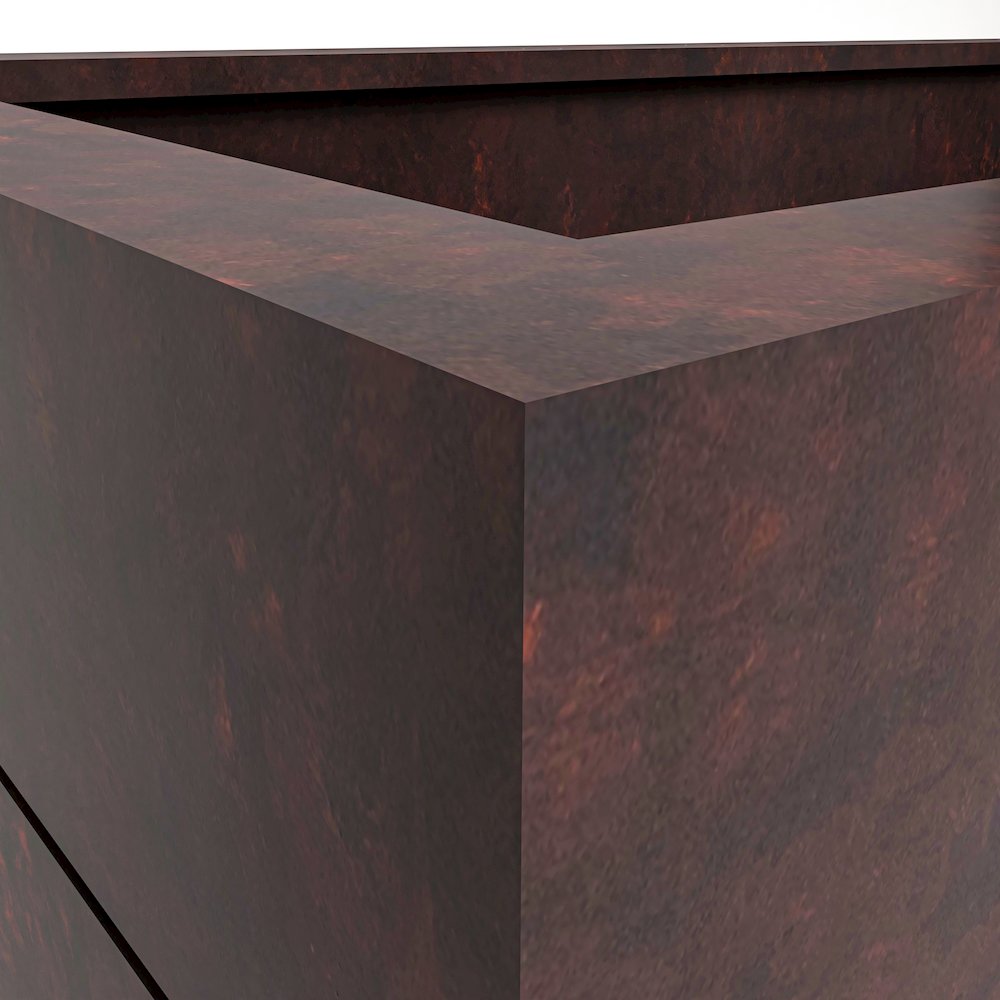 Oasis Series Rectangle Poly Stone Planter in Brown 15.7" x 13.8"   35.8 Long. Picture 4