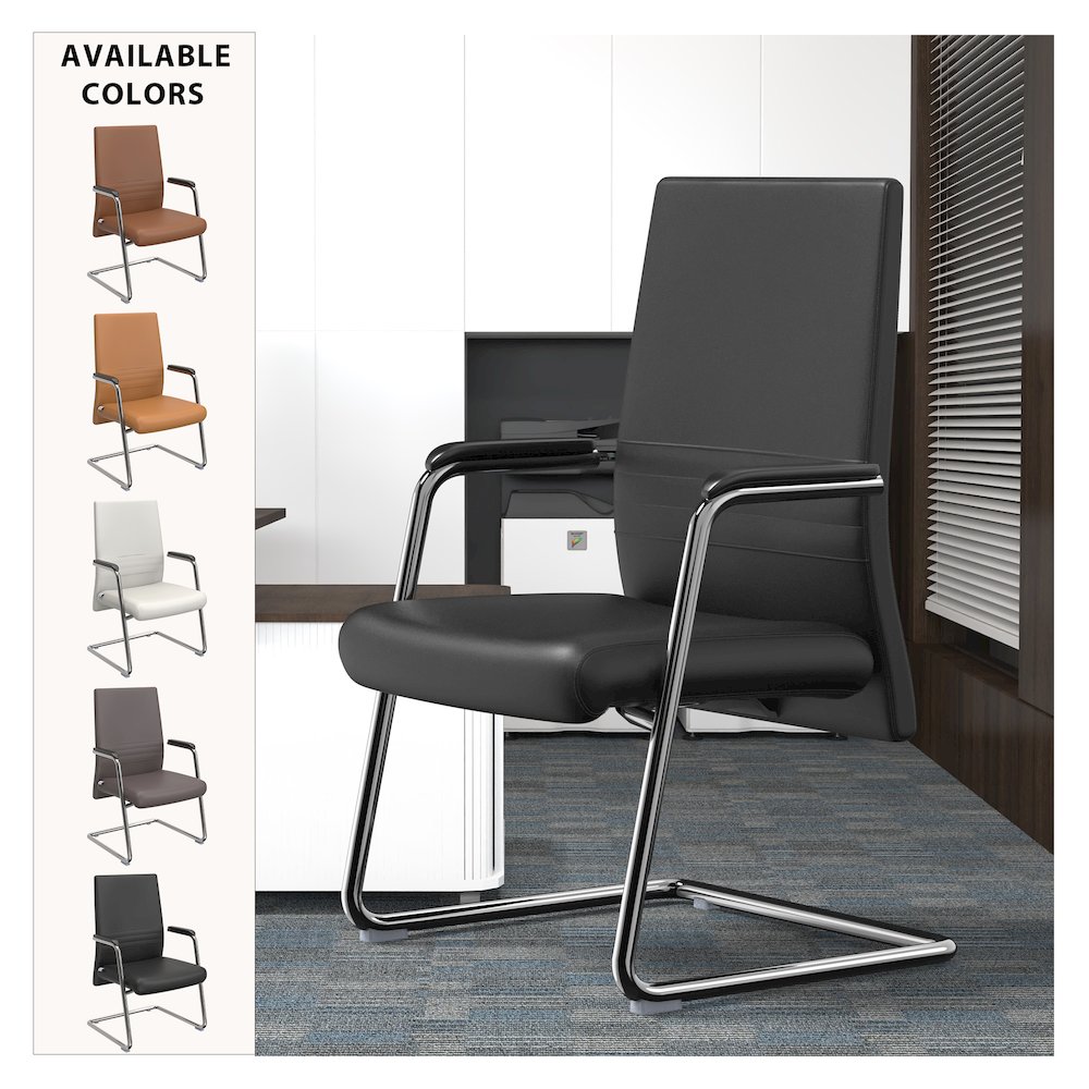 Aleen Series Guest Office Chair In Black Leather. Picture 9