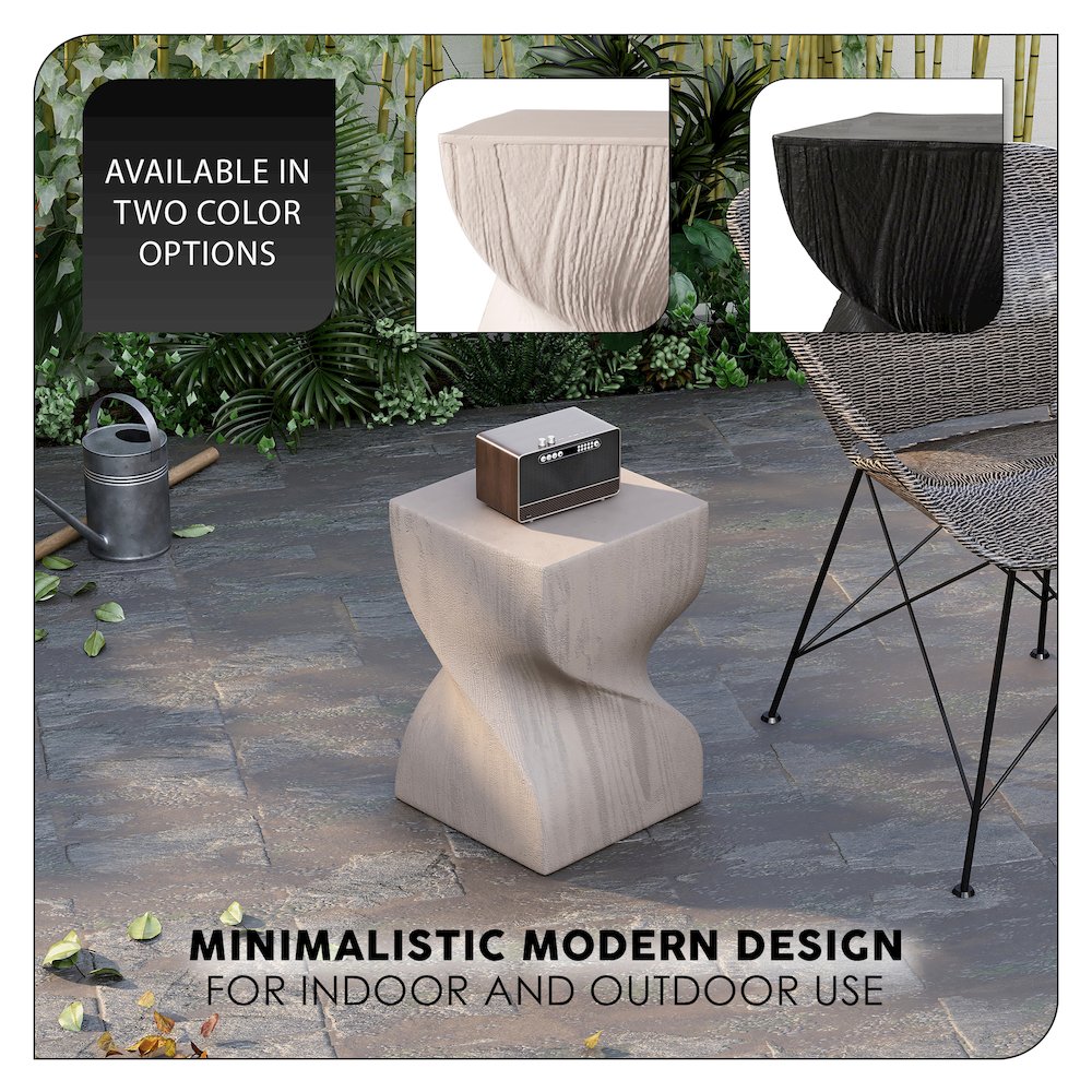 Onyx Collection Fiberglass Outdoor Side Table in Cream. Picture 10