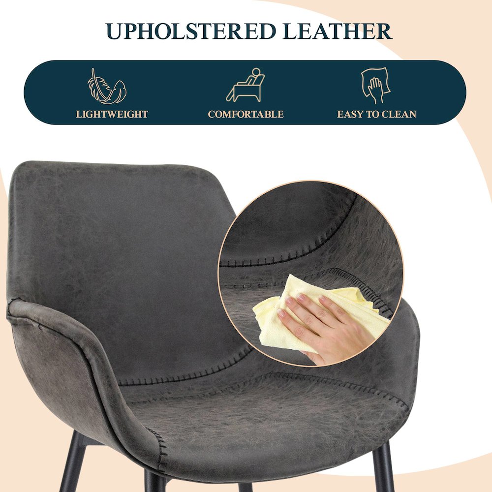 Markley Modern Leather Dining Arm Chair With Metal Legs Set of 4. Picture 1