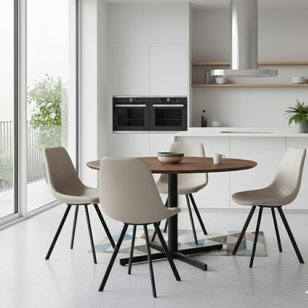 Markley Modern Leather Dining Chair With Metal Legs, Light Grey. Picture 10