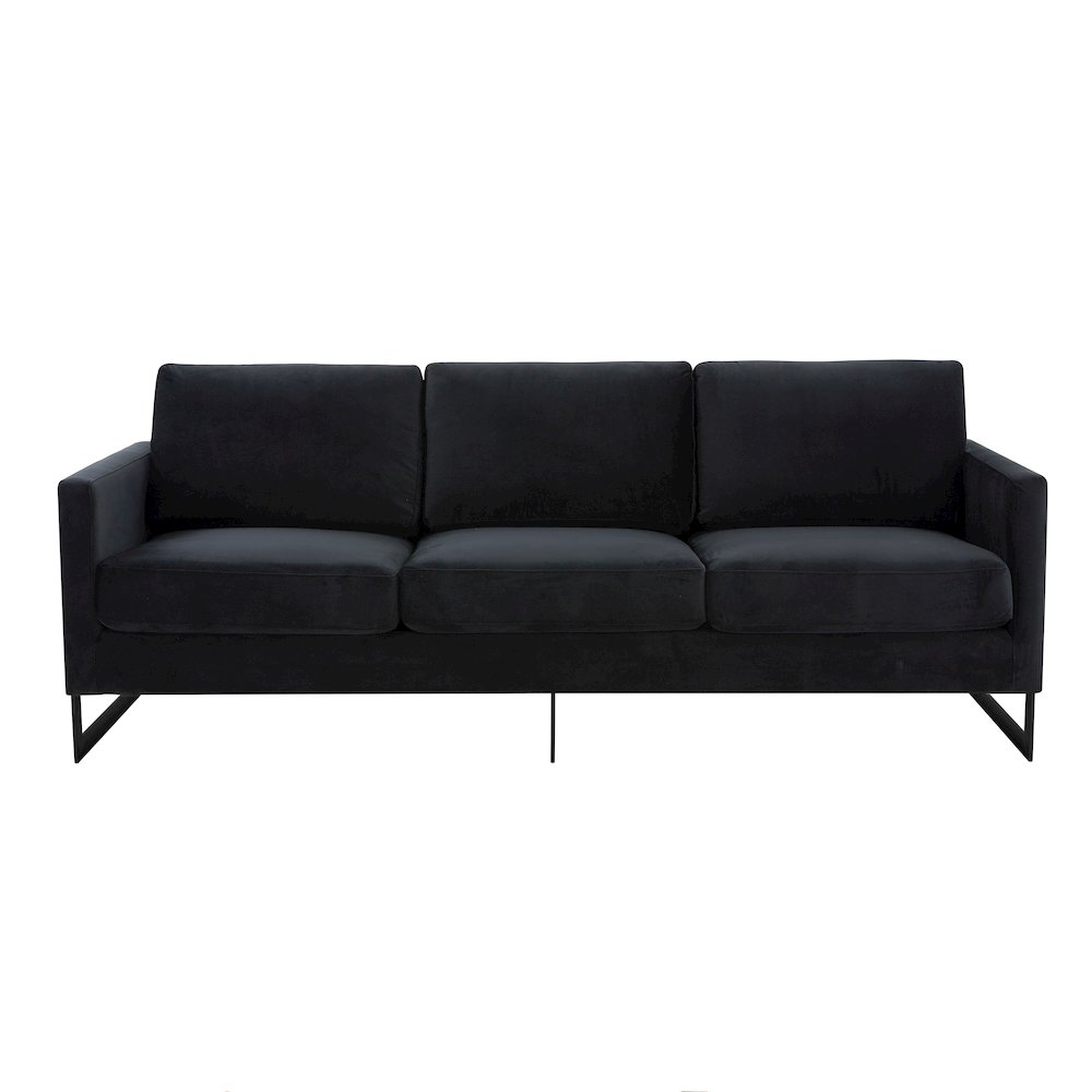 Lincoln Black Velvet Sofa With Black Frame. Picture 5