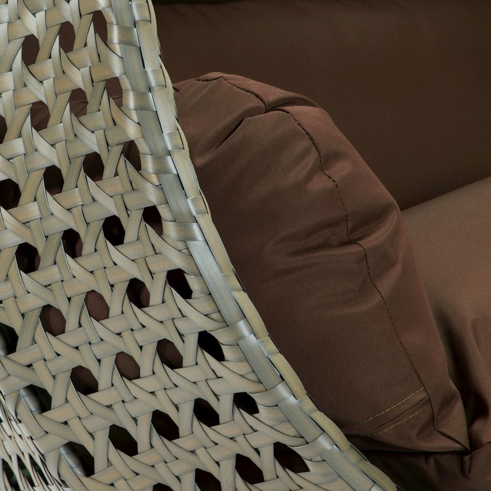 Beige Wicker Hanging 2 person Egg Swing Chair. Picture 8