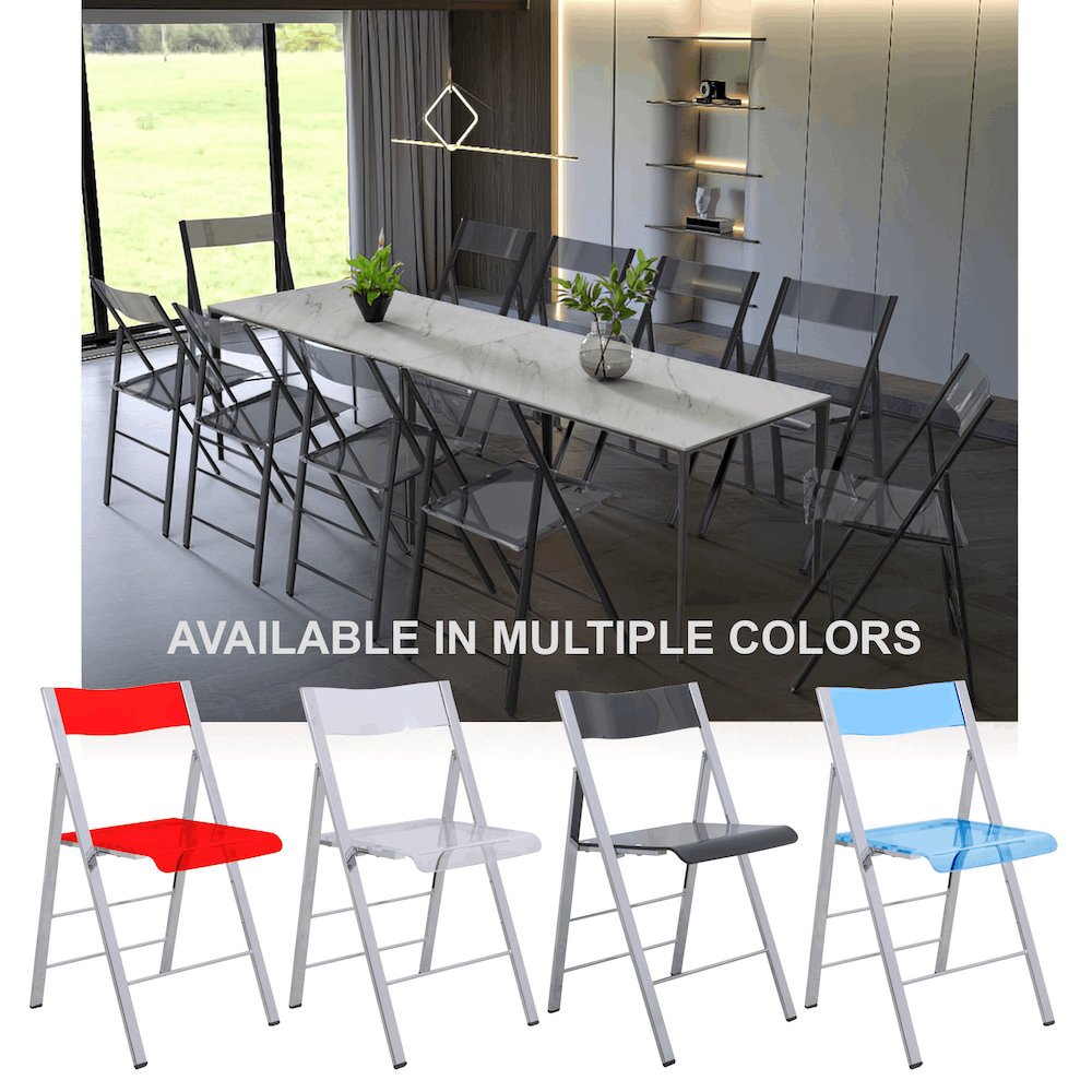 Menno Modern Acrylic Folding Chair Black Frame With Trans Black Seat. Picture 6
