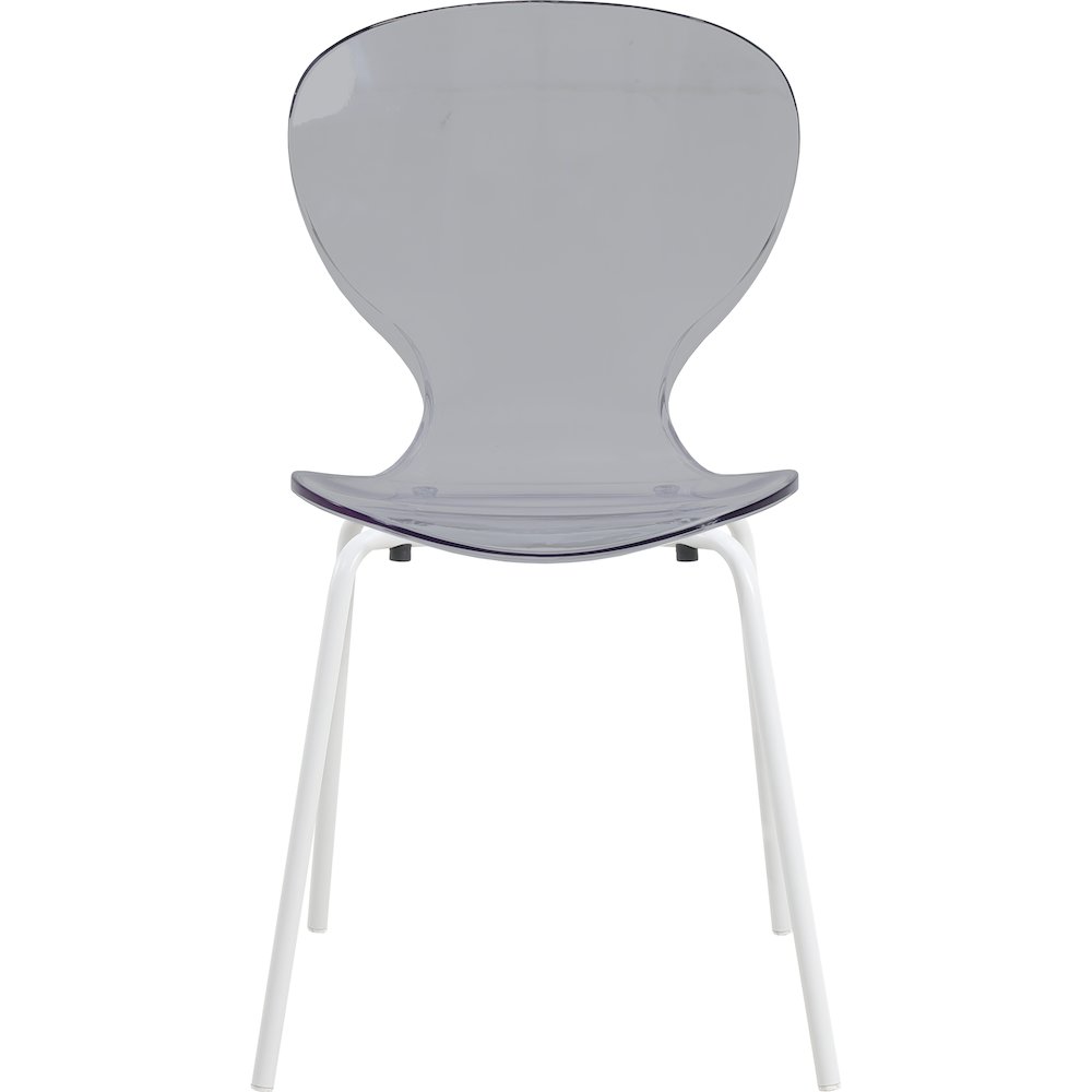 Modern Oyster Transparent Side Chair in White Base. Picture 2