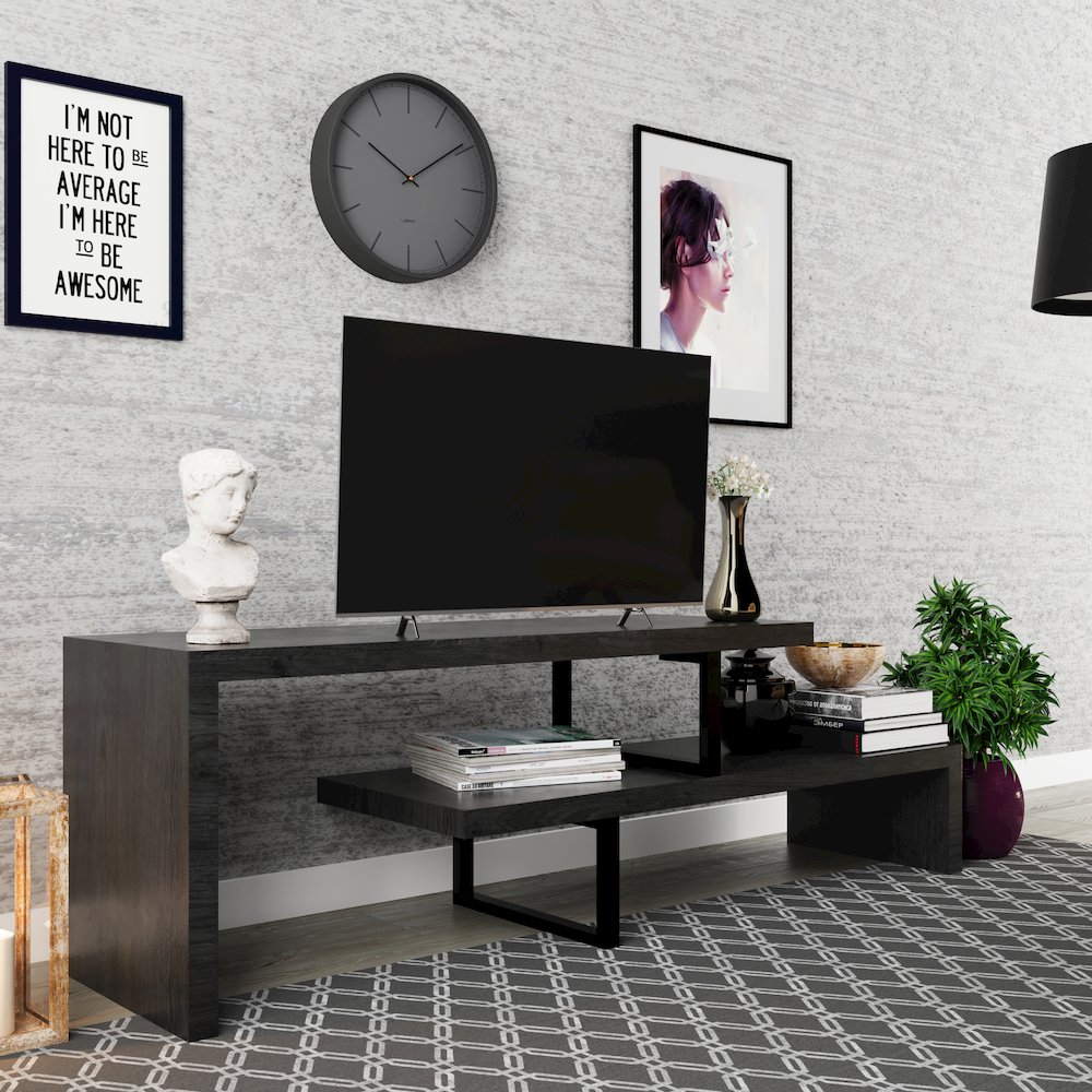 Orford Mid-Century Modern TV Stand in Phantom Grey. Picture 8