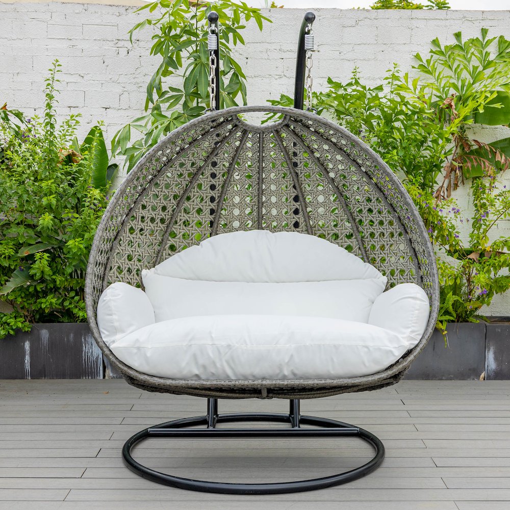 Charcoal Wicker Hanging 2 person Egg Swing Chair. Picture 2