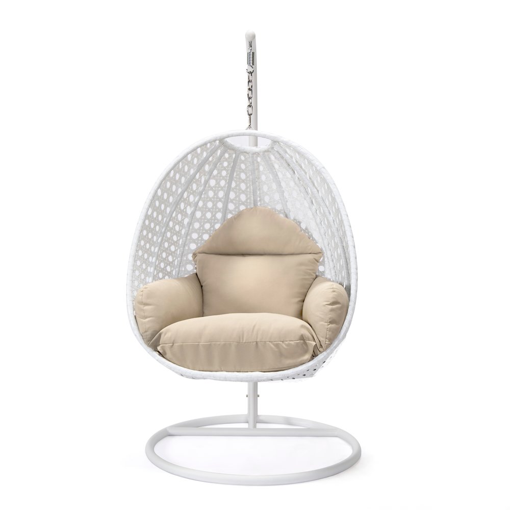 White Wicker Hanging Egg Swing Chair. Picture 3