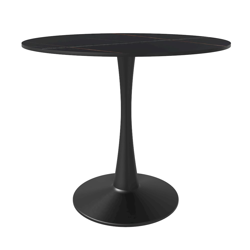 Bristol 35" round dining table Black base with Black Sintered stone Top. Picture 2