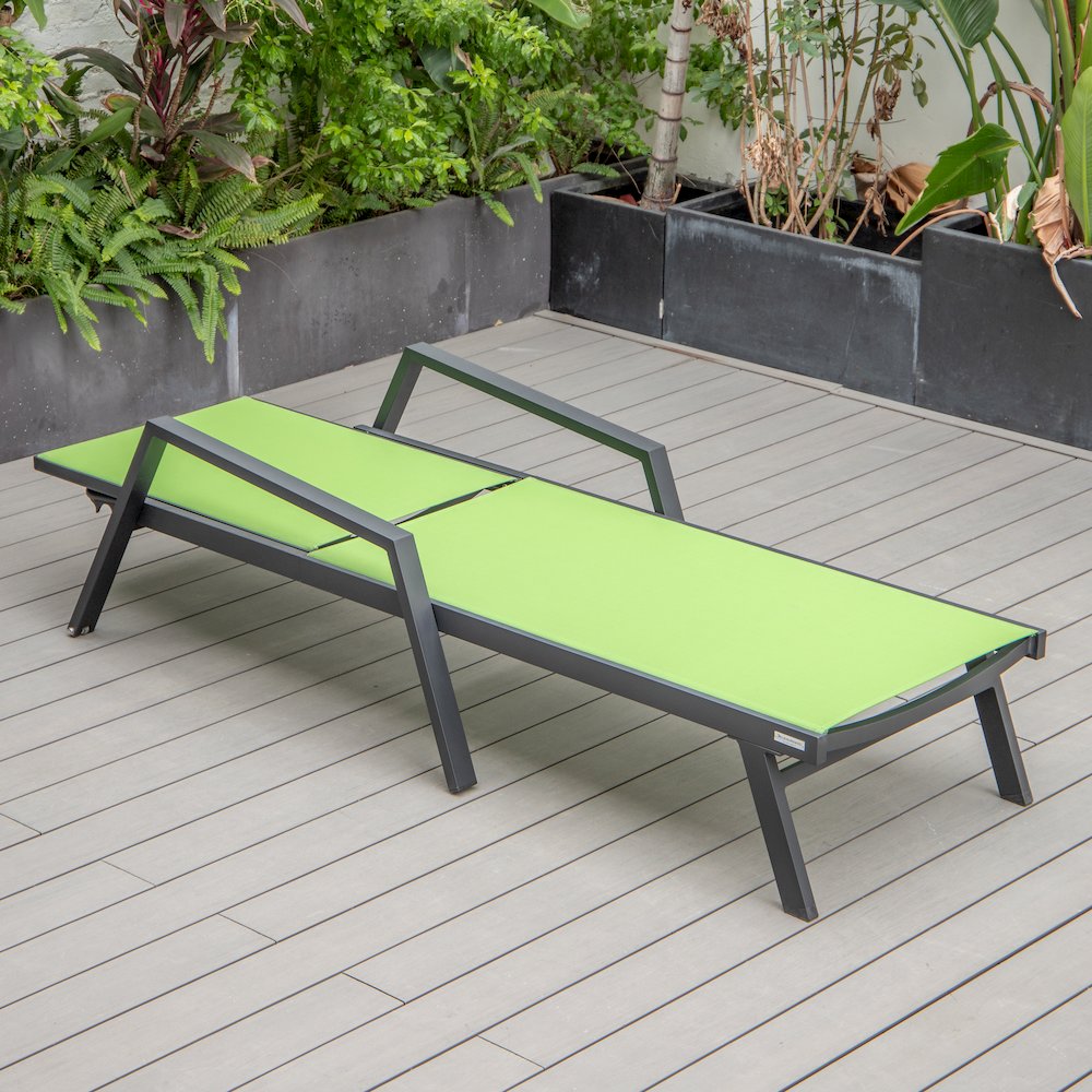 Marlin Patio Chaise Lounge Chair With Armrests in Black Aluminum Frame. Picture 8