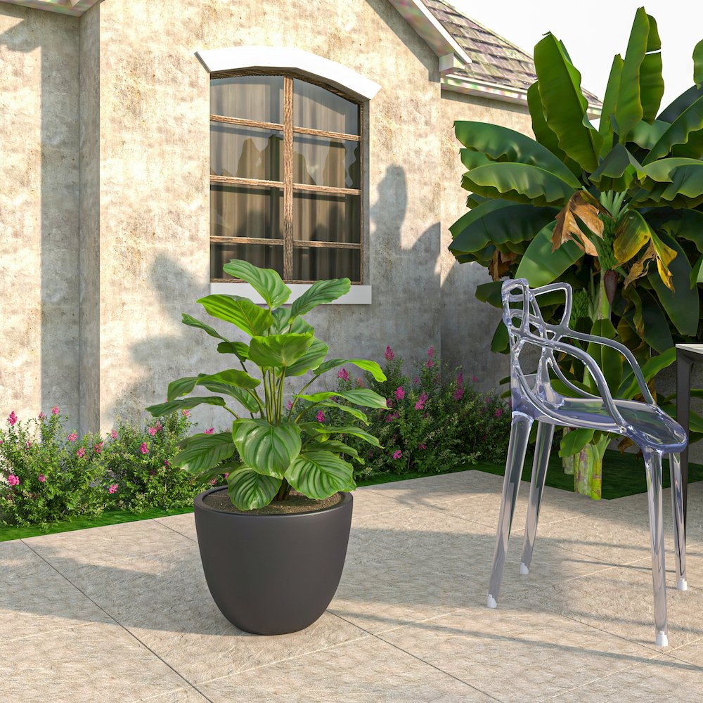Dahlia Series Poly Stone Planter in Black 17.5 Dia, 13.6 High. Picture 10