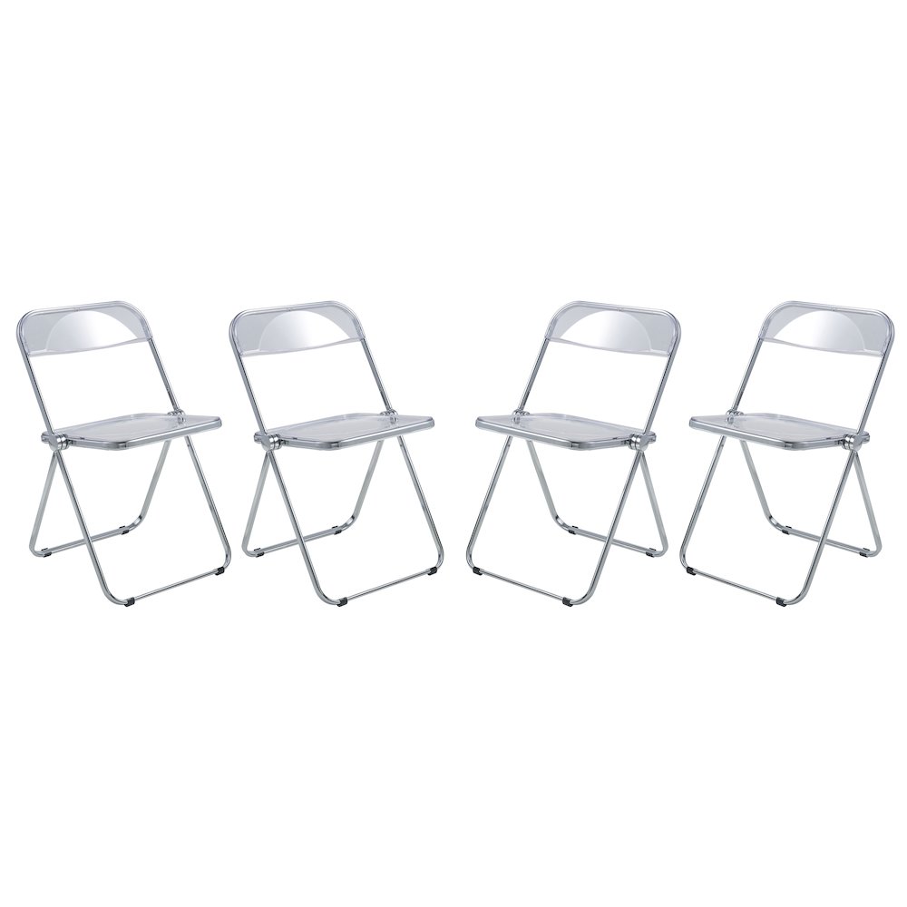Lawrence Acrylic Folding Chair With Metal Frame, Set of 4. Picture 7