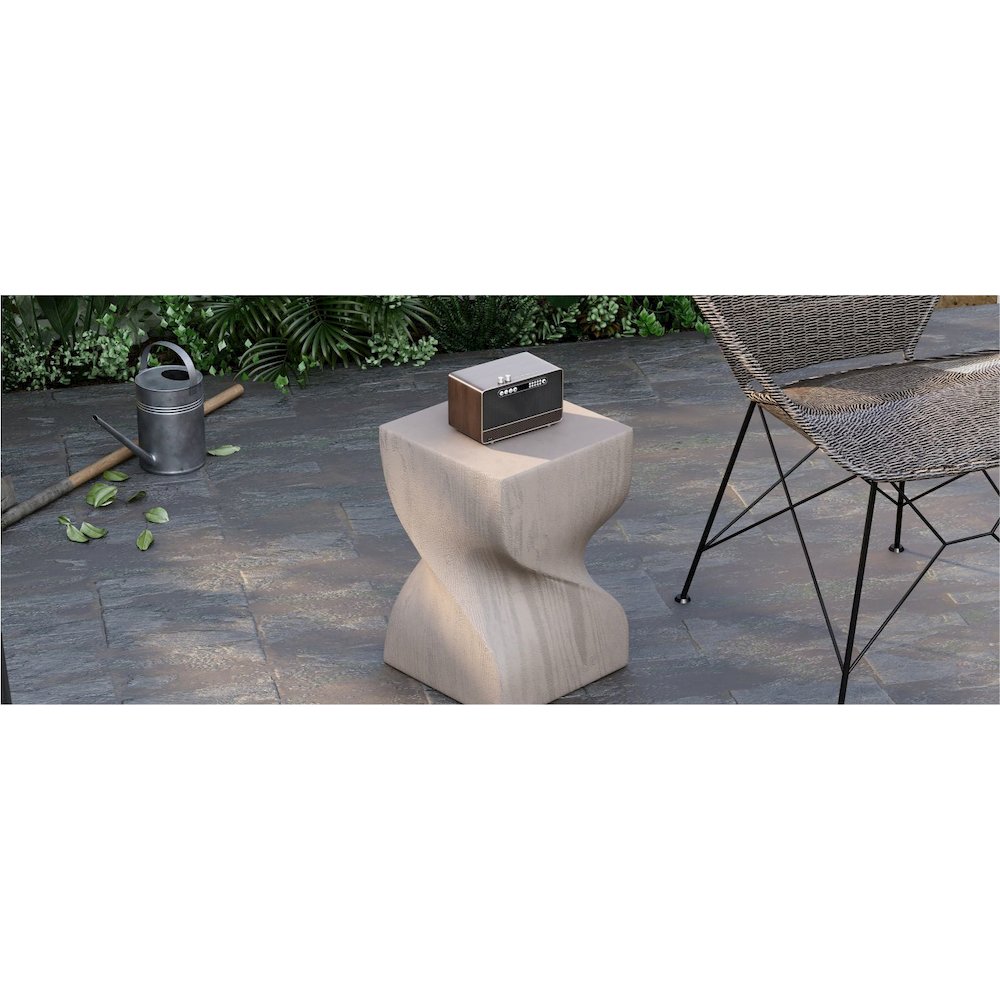 Onyx Collection Fiberglass Outdoor Side Table in Cream. Picture 30