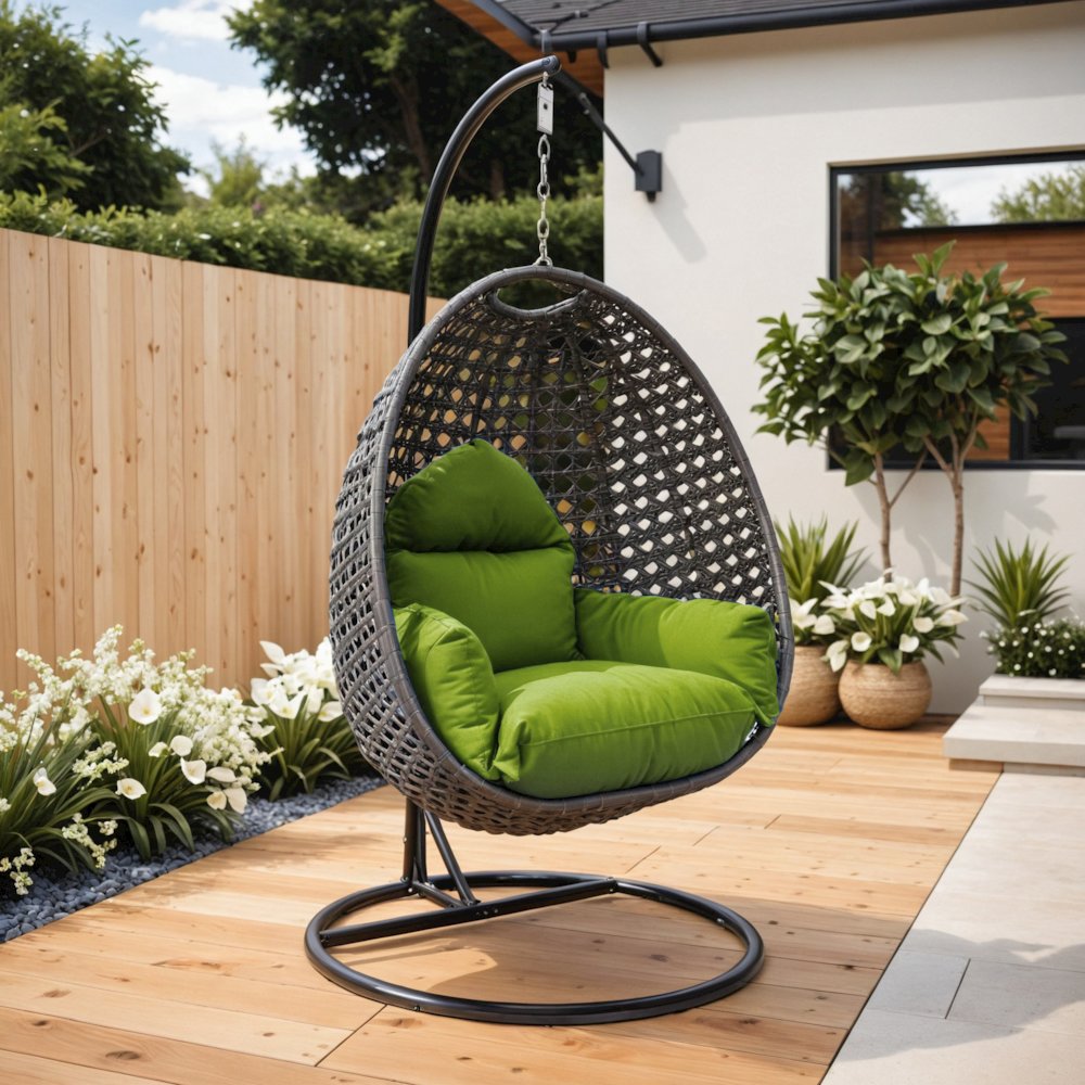 Charcoal Wicker Hanging Egg Swing Chair. Picture 11