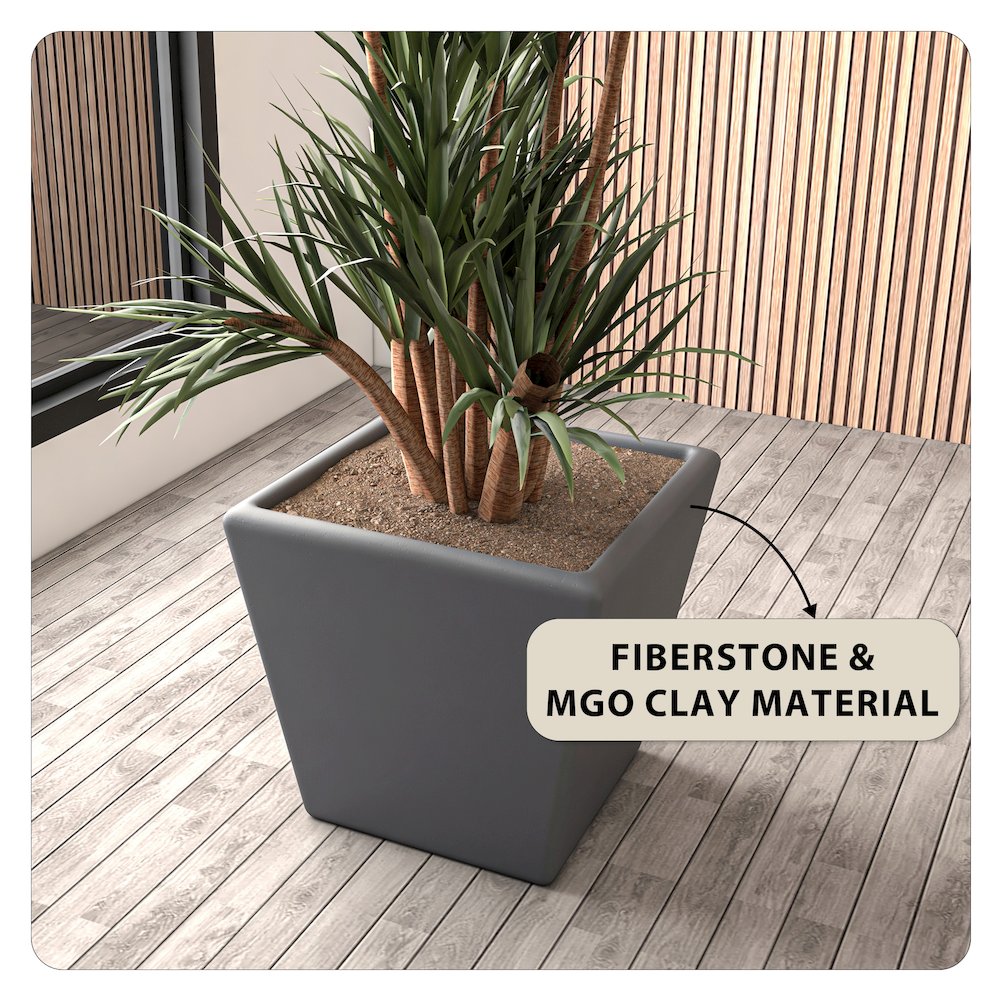 Blossom Series Poly Stone Planter in Dark Grey 17 Dia, 16 High. Picture 7