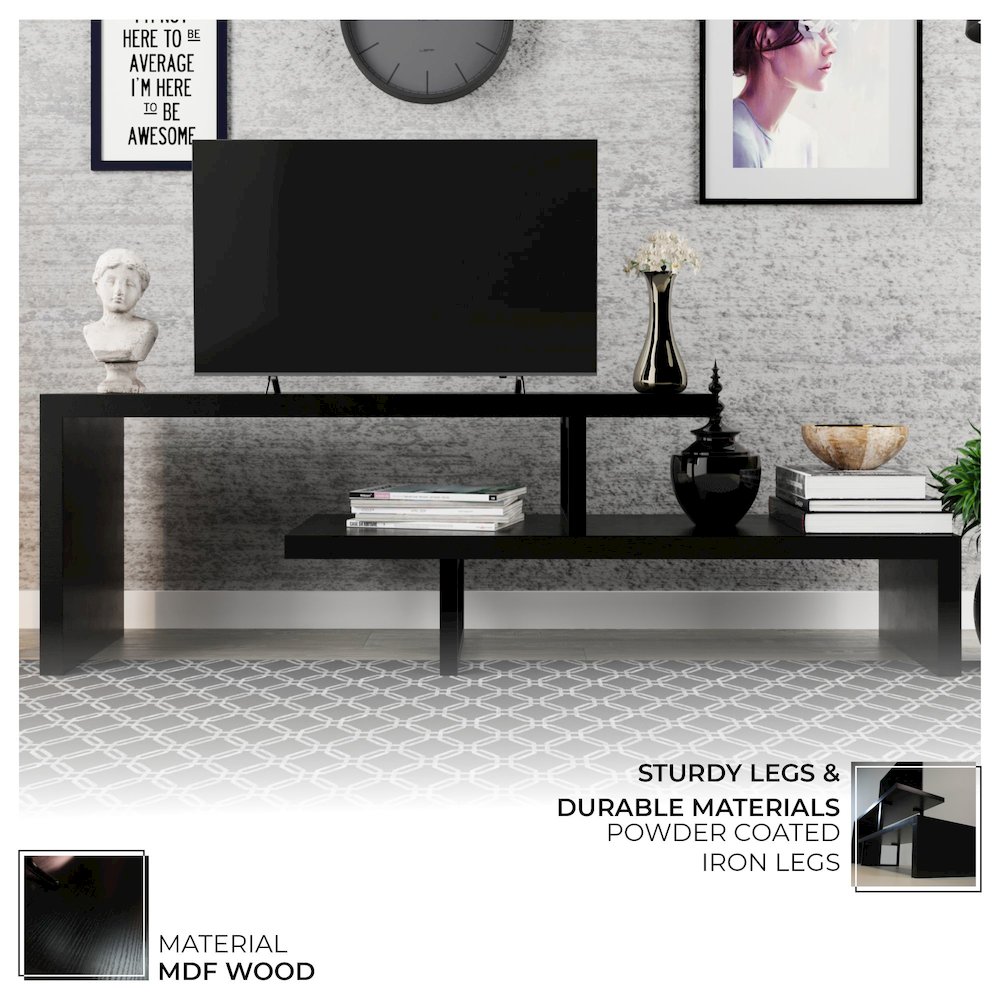 Orford Mid-Century Modern TV Stand in Ebony. Picture 18