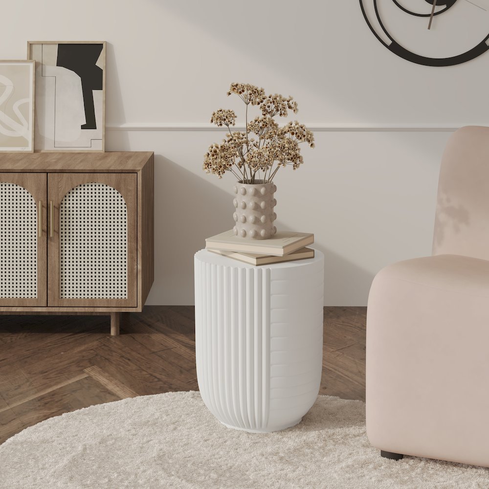 Modern Side End Table Trove Series In White. Picture 3