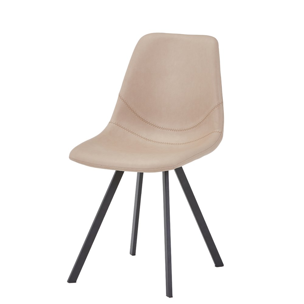 Markly Modern Leather Dining Chair With Metal Legs in Taupe. Picture 21