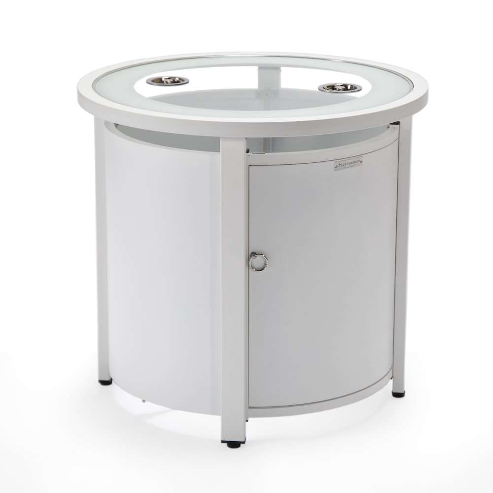 Walbrooke Patio Round Fire Pit and Tank Holder in White. Picture 15