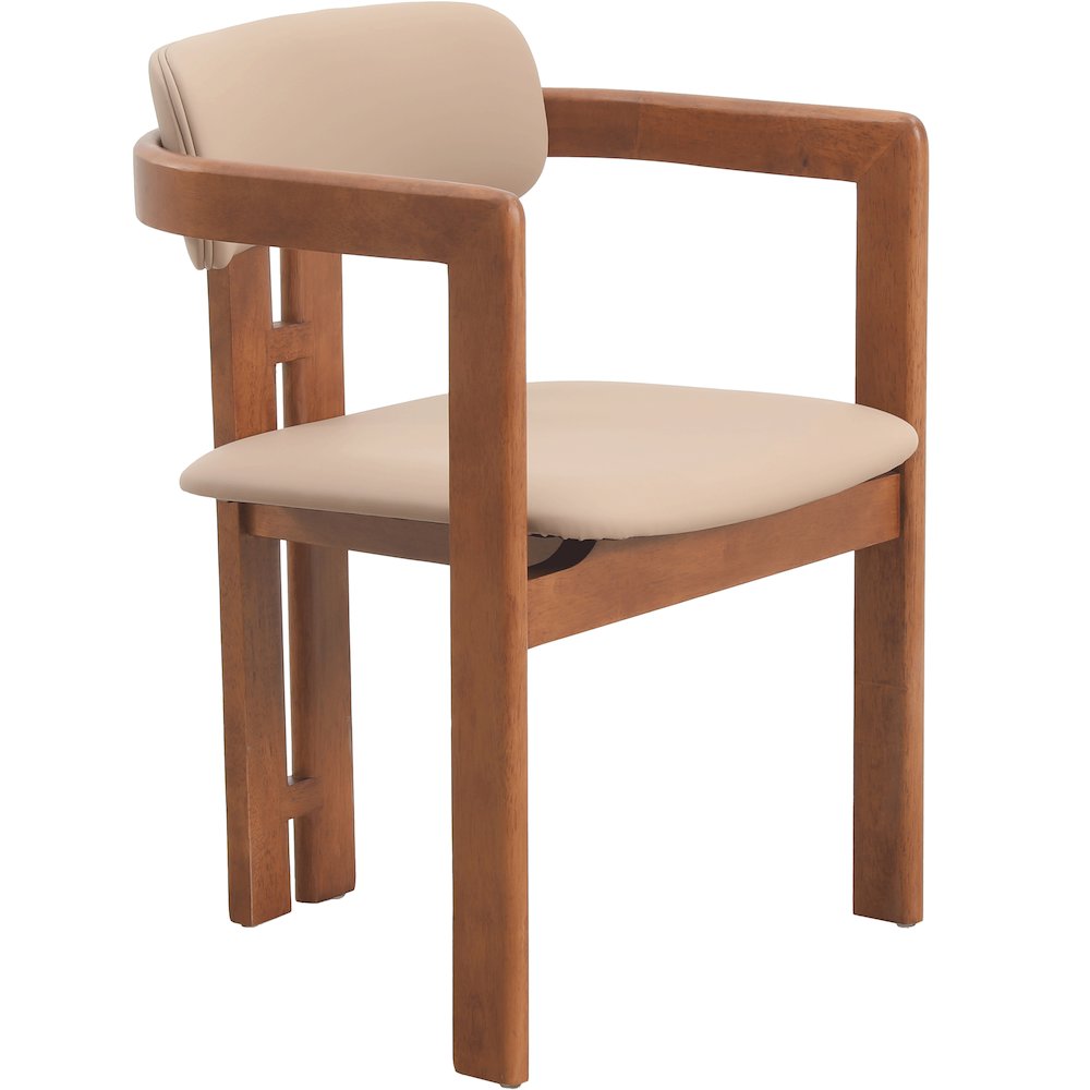 Velo Series Modern Dining Chair in Dark Natural Wood with Taupe Seat. Picture 8