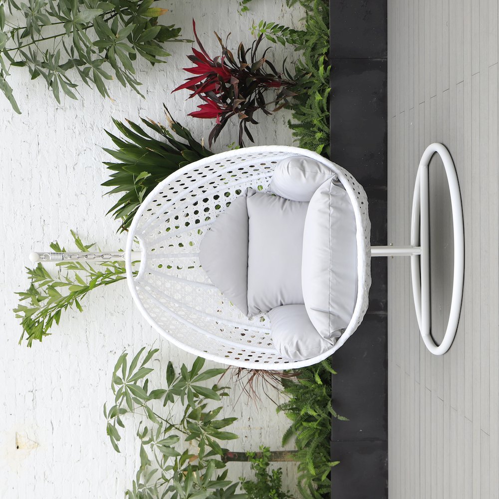 White Wicker Hanging Egg Swing Chair. Picture 4