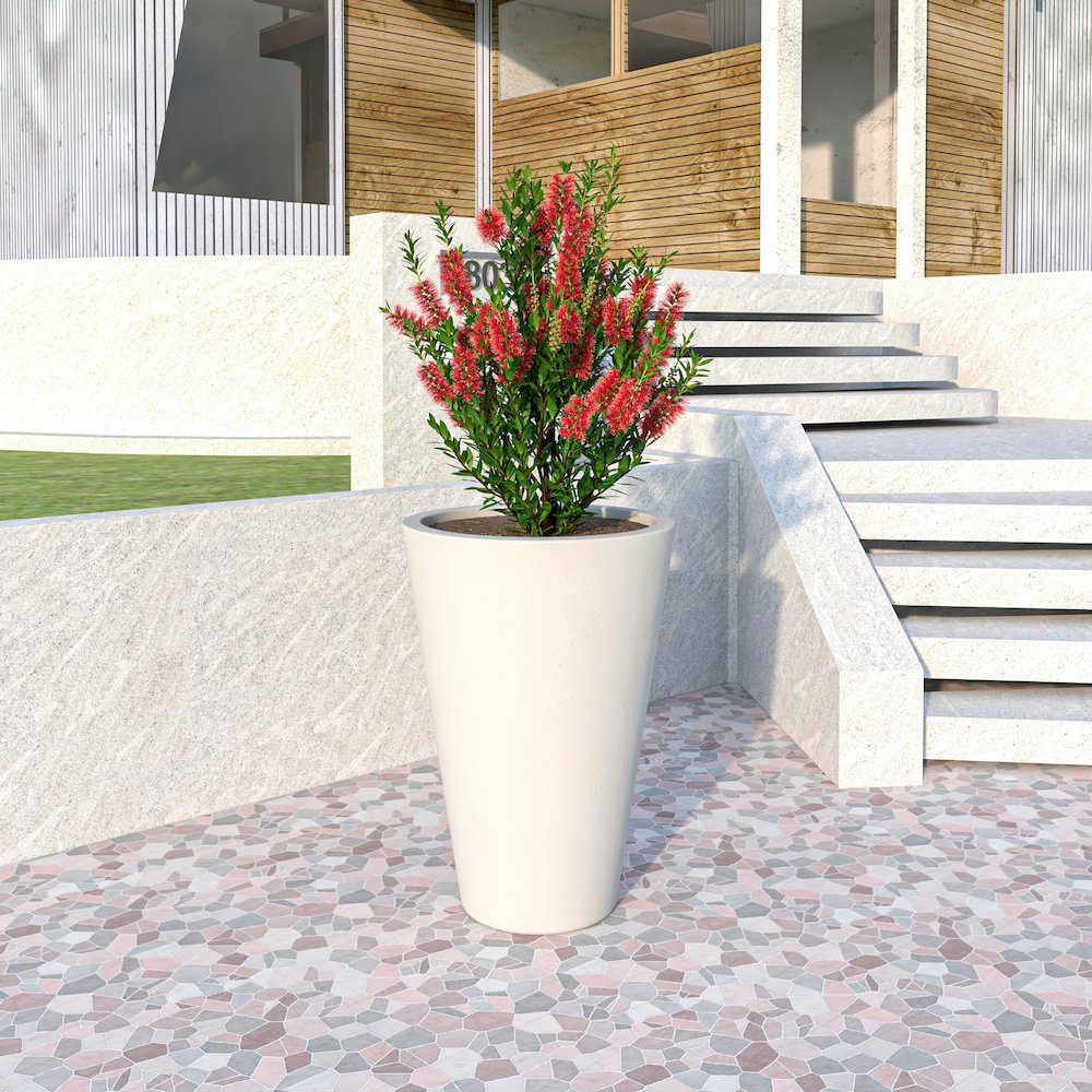Pebble Series Poly Stone Planter 19.7." Dia 27.6" High in White. Picture 10