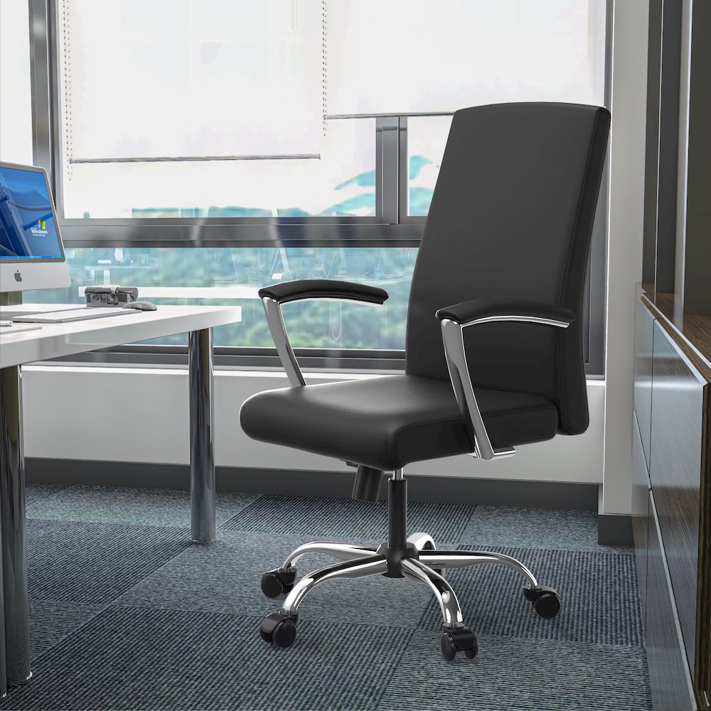Evander Series Office Chair in Black Leather. Picture 8